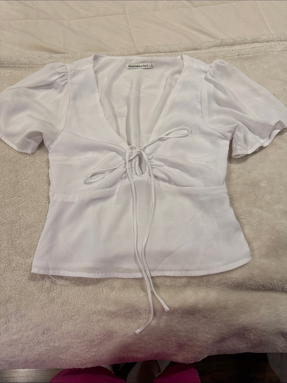 Abercrombie & Fitch White Tie-Front Blouse